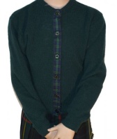 Westaway - Childrens shetland round neck cardigan with tartan ribbon